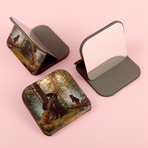 Mini miroir de courtoisie portable carré de taille de voyage avec logo personnalisable, miroir de bureau pouvant être placé sur le miroir de poche de bureau - Product Image 5