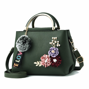 Trendy Fashion Patchwork Women Crossbody <b>Bags</b> PU Leather Female Shoulder <b>Bag</b> with Fur Flower - Product Image 6