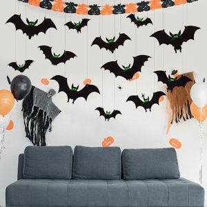 Glow-in-the-Dark Halloween Bat Hanging Decorations - Fluorescent Swing Yard Ornaments with Eyes for Spooky Party Atmosphere - Product Image 6