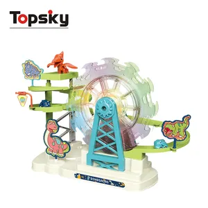 Elektrische Klettertreppen Dinosaurier-Wandrasse Autospielzeug Indoor-Spiel Rennbahn-Spielzeugset mit Dinosaurier-Slot-Spielzeug für Jungen