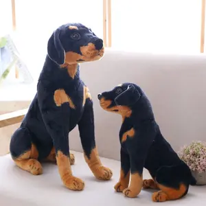 الجملة 46 سنتيمتر رائعتين أسود الكلب محشوة الحيوان محاكاة أفخم جرو واقعية Rottweiler وسائد فخمة