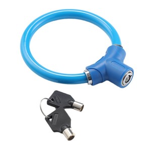 ตัวล็อคจักรยานสีน้ำเงินพร้อมกุญแจ 112 กรัม สายเหล็กพีวีซี โลหะผสมสังกะสี พกพาสะดวกสำหรับจักรยาน ใช้กลางแจ้ง - Product Image 1