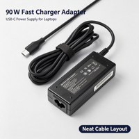 Adaptateur secteur 90W à charge rapide avec port DC 19,5V 4,62A, chargeur multifonctionnel pour ordinateur portable avec multiprотекции, vente en gros