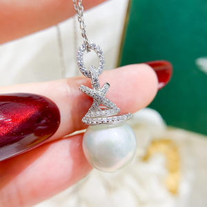 S925 Silver Pendant & Gorgeous <b>Jade</b> <b>Necklace</b> 10-15mm Round Beads DIY Accessories with Empty Stand 31029 - Product Image 3