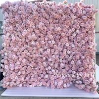 Dinding Bunga Pink Mewah untuk Latar Belakang Pernikahan 8x8ft Persegi Modern Ramah Lingkungan Pola Gulungan Sutra Elemen Dekoratif Elegan