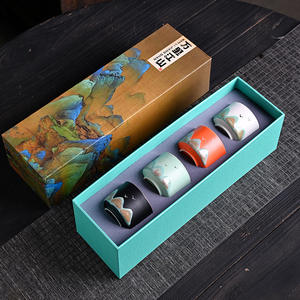 Hand Painted Ceramic Tea Cup Set Traditional Chinese Style Floral Pattern Dehua Origin Gift Box Packaging Present - Product Image 1