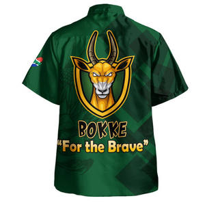 Chemise à manches courtes boutonnée pour homme avec impression intégrale des Springboks d'Afrique du Sud, pour les courageux, parfaite pour les fans de sport - Product Image 2