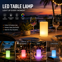 Lampe de table LED CoolQing à piles, écologique, à intensité variable, avec télécommande, pour la lecture et l'ambiance, design cylindrique, protection des yeux