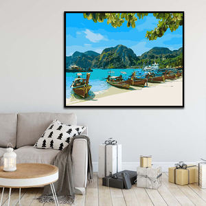 <span class=keywords><strong>Pittura</strong></span> fai da te 5D per numero Adultes montagne verdi e <span class=keywords><strong>acqua</strong></span> <span class=keywords><strong>verde</strong></span> pesca barca modello paesaggio <span class=keywords><strong>pittura</strong></span> artigianato Kit - Product Image 2