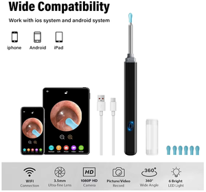 Nettoyeur d'oreilles intelligent Wi-Fi A-Mini en gros avec caméra HD 1080P en plastique pour usage domestique, prise US, avantage visuel pour le nettoyage des mains - Product Image 4