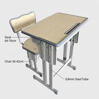 Ensemble de bureau et chaise réglables pour étudiants, mobilier scolaire en MDF 15 mm, table d'étude avec fente pour stylo, crochets pour sac à dos, structure en acier – Vente en gros