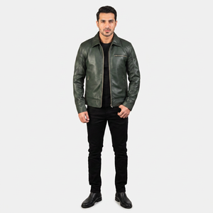 2026 <b>Men's</b> Casual Leather <b>Jacket</b> Simple Stand Collar Autumn Solid Color Popular High Street Style <b>Canvas</b> Fabric <b>jacket</b> <b>for</b> <b>men</b> - Product Image 1