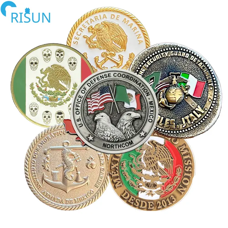Factory Customized 3D Latin America Mexican Flag Map Commemorative Challenge Coin Custom Mexico Challenge Coins
