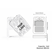 Boîte à cosmétiques vide mini en ABS, transparente, rectangulaire, 6 ml, avec couvercle ondulé, ouverture coulissante et double compartiment, pour fards à paupières - Vente en gros