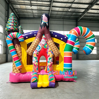 Château gonflable PVC rose en forme de requin bonbon, avec souffleur, pour enfants et adultes, idéal pour les fêtes et le plaisir