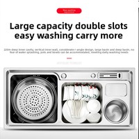 Robinet de cuisine moderne en acier inoxydable 304, finition brossée, triple cuve, multifonctionnel pour le lavage des légumes et des vaisselles