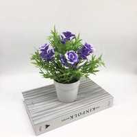 7 Köpfe künstliche Rose Blume Topf Mini gefälschte Bonsai Pflanze Home Office Dekor AU