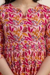 Kurta en coton cambre pour femme, col rond, fente en V, douce, respirante, tenue décontractée ethnique, élégante pour le quotidien, mode féminine - Product Image 5