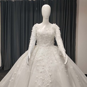 Lsany229 Vintage <b>Ball</b> Gown Lace Wedding Dresses Long Sleeve Appliques Bridal Gowns Vestidos De Novia Jancember - Product Image 5