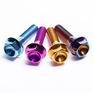 Boulon à bride hexagonale en titane GR5, filetage grossier, anodisé, métrique, avec écrou assorti pour modification de moto - Product Image 6