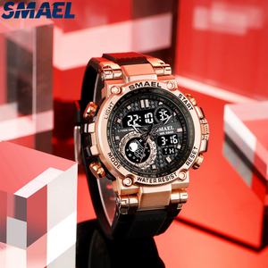 Montre Smael Sports en alliage doré pour homme, montre numérique à quartz 8093, montre étanche 50M, montre de natation, montre-bracelet pour homme - Product Image 6