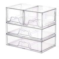 Lot de 4 tiroirs de rangement empilables en acrylique transparent, organisateur de salle de bain, organisateur de maquillage et rangement pour les articles de beauté