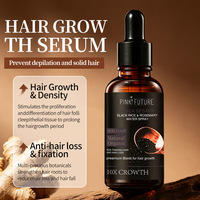 Serum Pertumbuhan Rambut Pink Future Rosemary dengan Biotin, Ekstrak Jahe, Wijen Hitam, dan Minyak Rambut Pelembap Beras Hitam untuk Rambut Rontok