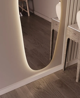 Espejo de Pared Curvo Personalizado de Vidrio y Aluminio con Iluminación de 4000K, 60x170cm, Sensor, Diseño Moderno Ecológico y Decorativo de Cuerpo Entero