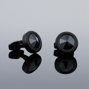 Boutons de manchette pour hommes de haute qualité, à la mode, avec une simplicité créative et un design cool, couleur sable noir, accessoires de chemise circulaires - Product Image 1