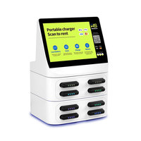 Borne de recharge publicitaire 8 écrans 10,1 pouces avec batterie externe 8000 mAh à charge rapide Type-C pour location et utilisation multi-appareils