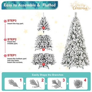Sapin de Noël floqué en PVC Tatsumi avec lumières 58,42x24,13x30,48 pouces, installation facile, décoration de fêtes - Product Image 5