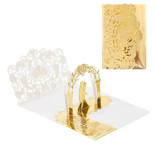 New Style Luxury 3D Pop Wedding Bride Greeting Cards Folded <b>Paper</b> Invitation Gold Stamping Eco-Friendly Lovely Printed <b>Pattern</b> - Product Image 1