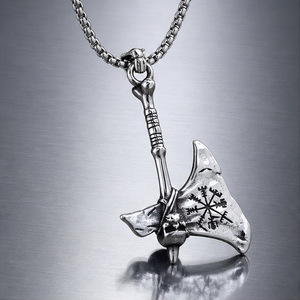 Collar con colgante de hacha vikinga nórdica yunnique, regalo para hombre de plata tibetana, diseño geométrico JD215 - Product Image 1