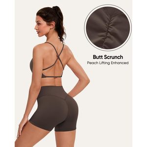 Conjuntos deportivos para mujer, sujetador deportivo con espalda descubierta y tiras, pantalones cortos tipo biker, conjuntos de gimnasio de 2 piezas, spandex, poliéster - Product Image 4