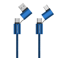 Kabel Pengisi Daya USB 4 in 1 Terjalin, Pengisian Cepat USB-A/USB-C 8Pin/Type-C Multi Antarmuka untuk iPhone, Android, Tablet