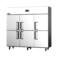 Réfrigérateur-congélateur commercial vertical à refroidissement par ventilateur, sans givre, 2/4/6 portes, en acier inoxydable, armoire de service, R290, grande capacité