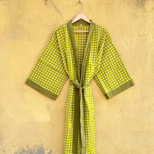 100% Cotton Kimono Handmade Cotton Floral Kimono Robe <b>Lightweight</b> Bathrobe Soft Cotton Kimono <b>Dressing</b> <b>Gown</b> Lounge wear - Product Image 1
