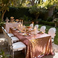Nappe à paillettes brillantes adaptée aux mariages, anniversaires, fêtes, rose doré