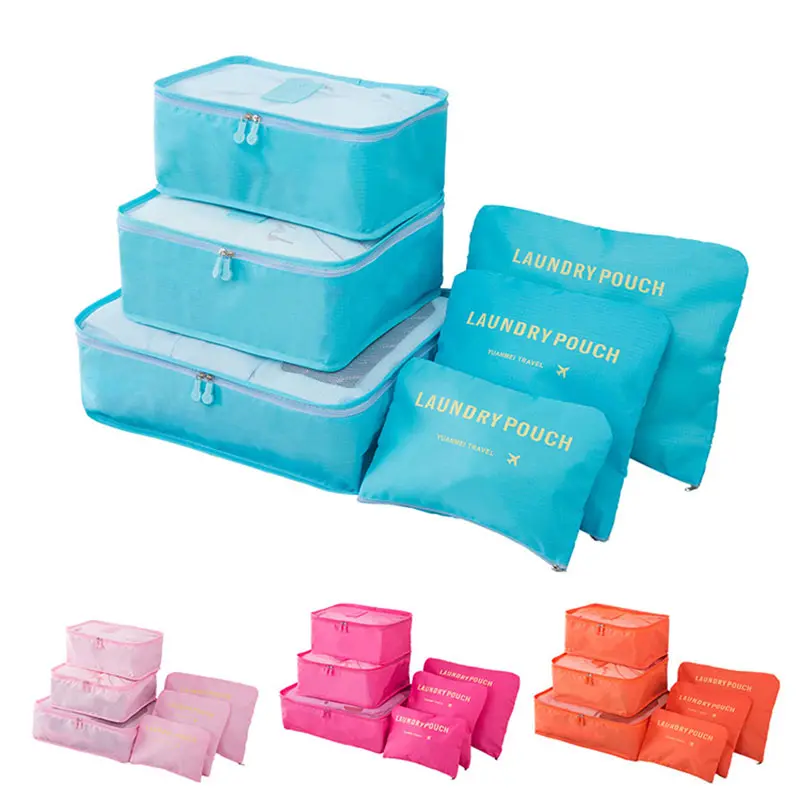 Unisex Packing Cubes Durable Set 6 pieces Toiletries Travel Bag Luggage Set Travel luggage Bags