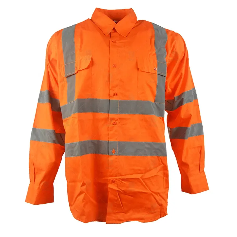 Polyester Knitted Material High Visibility Construction Uniforms Long Sleeve Shirt Reflective Safety Shirts