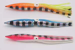 6 "9" Soft Bulb Shell Squid Hoochie Jupe Eau Salée Grand Jeu Pêche À La Traîne <span class=keywords><strong>Leurre</strong></span> Idéal pour Spreader <span class=keywords><strong>Bar</strong></span> et Daisy Chain - Product Image 6