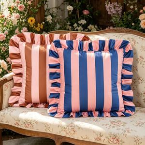 Nordic Ins Stripe Ruffle <b>Cushion</b> Premium Vertical Striped Dutch Throw Pillow Cover With Ruffled Edge - Product Image 4