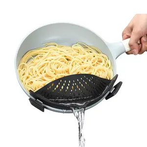 Different Color Customized Kitchen Heat Resistant Food Pot Strainer Silicone Pasta Pans with Strainer
