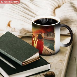 Mug en céramique noir givré 11oz, tasse magique changeant de couleur à la chaleur pour boissons chaudes - Product Image 3