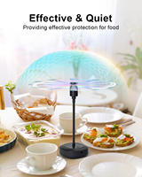 Ventilateur anti-mouches holographique portable de haute qualité avec lumière, alimenté par électricité/batterie, pour les tables d'extérieur, les voitures, les foyers