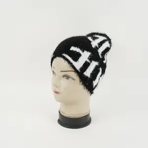 Custom Y 2K Mohair Mutsen Uw Eigen Logo 100% Acryl Gebreide Jacquard Beanie Hoeden Voor Volwassenen Voor Sport Reizen Buiten Dagelijks Gebruik