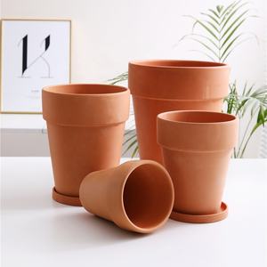 Pot de fleurs rond classique en <span class=keywords><strong>terre</strong></span> <span class=keywords><strong>cuite</strong></span> rouge pour plantes vertes de balcon - Product Image 3