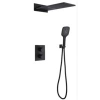 Nouvelles panneaux de douche muraux multifonctions pour salle de bain, mitigeur de douche encastré, tête rectangulaire, double matériau en laiton, doux