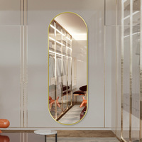 Miroir mural ovale pleine longueur Wosen, cadre en métal noir fin, forme capsule, du sol au plafond, pour salon, entrée, décoration personnalisée