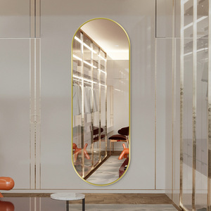 <span class=keywords><strong>Miroir</strong></span> mural ovale pleine longueur Wosen, cadre en métal noir fin, forme capsule, du sol au <span class=keywords><strong>plafond</strong></span>, pour salon, entrée, décoration personnalisée - Product Image 6